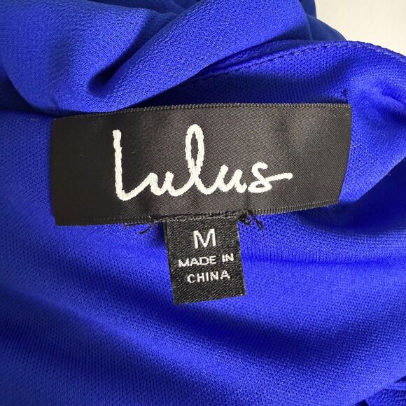 Lulus Wondrous Water Lilies Royal Blue Maxi Dress Sz M Long Semi Formal V Neck - Picture 11 of 14